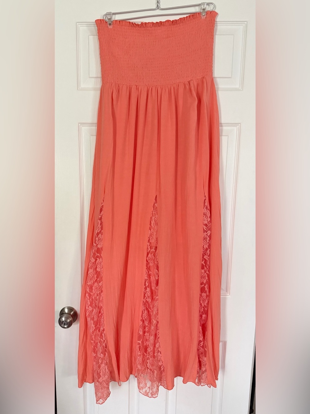 Women’s Coral Lace-Panel Maxi Skirt